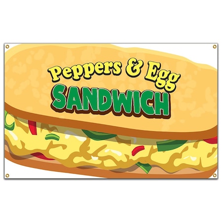 Signmission Peppers And Egg Sandwich Banner Concession Stand Food Truck Single Sided B-72 Peppers And Egg Sandwich19